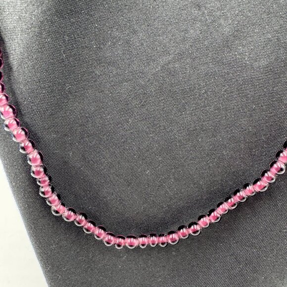 Vtg Glass Beaded Purple Necklace Amethyst Color 1960's Boho Chic Hippie 32" - Picture 2 of 8